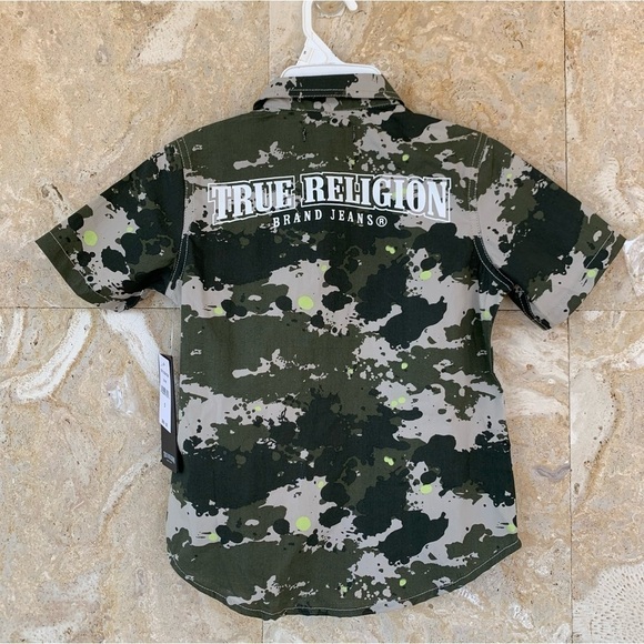 True Religion Casual Kids Camu Button Down Shirt - Picture 1 of 12